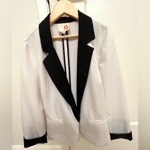 G by Guess Casual Tuxedo Blazer Black and White XS